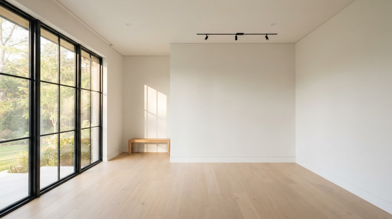 Freshly finished smooth drywall walls in a bright Columbus, GA home interior