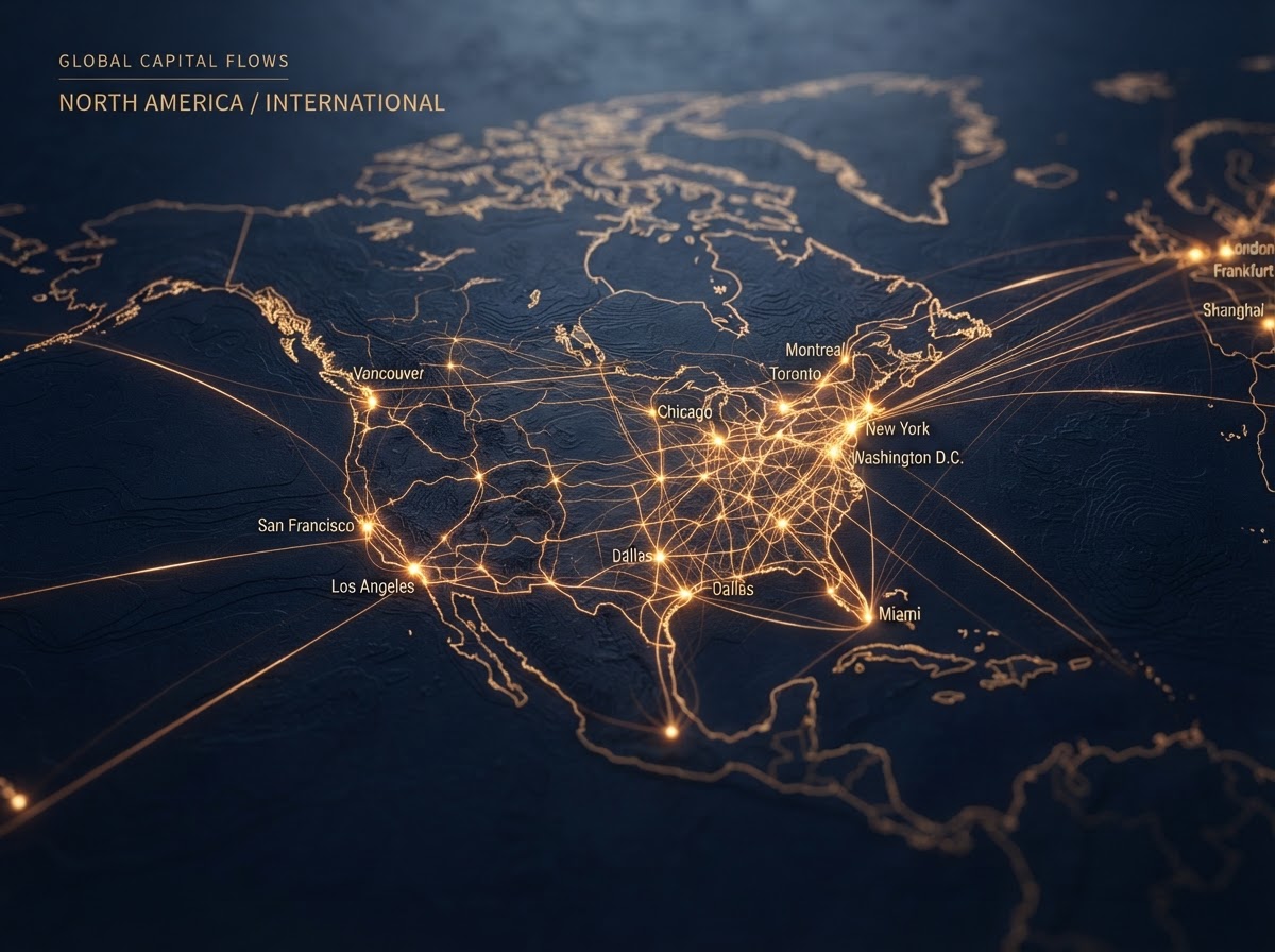 Mapa de flujos de capital entre países