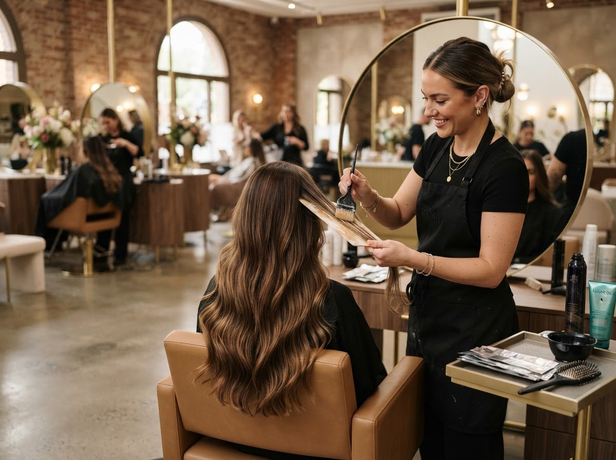 Balayage highlights and hair styling at Fresa y Chocolate Coral Way
