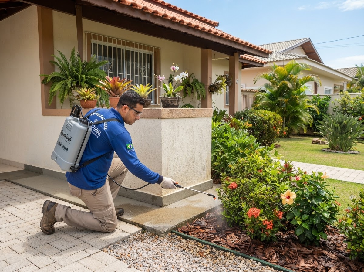 Controle de pragas no perímetro e jardim de casa em Curitiba