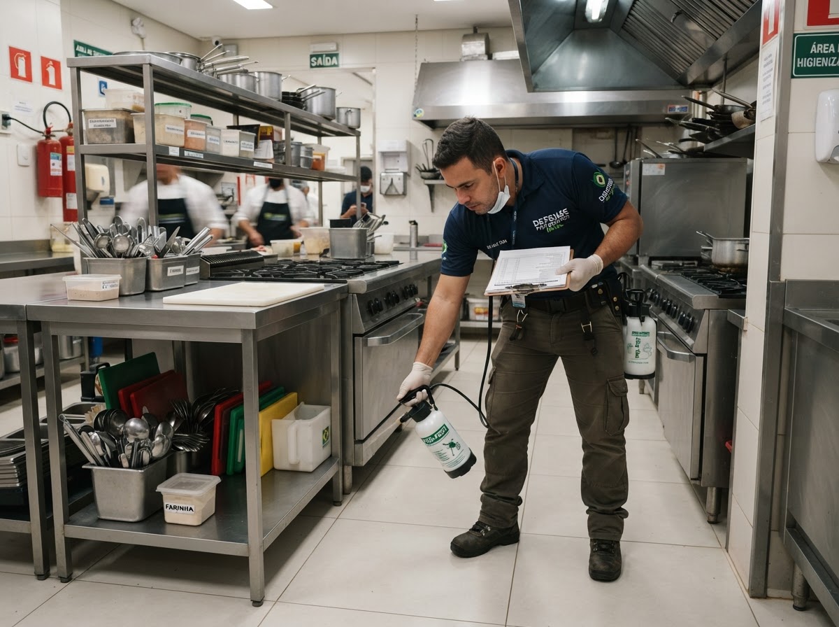 Dedetização comercial em restaurante em Curitiba — conformidade sanitária
