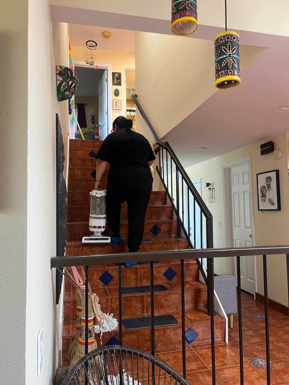Multi-Level Tile Staircase Vacuuming & Sanitization