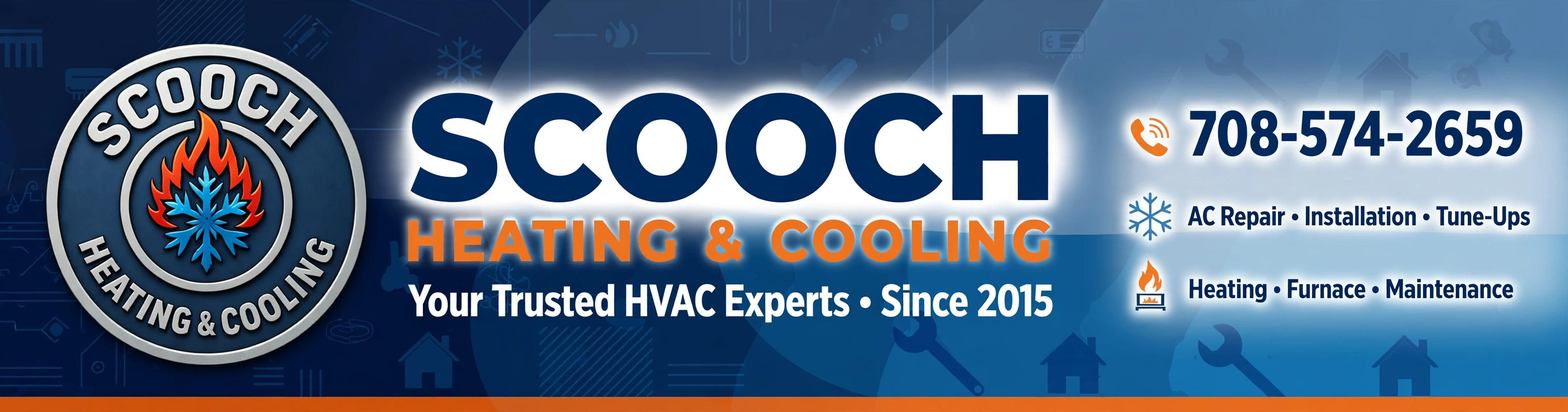Scooch Heating & Cooling brand banner graphic