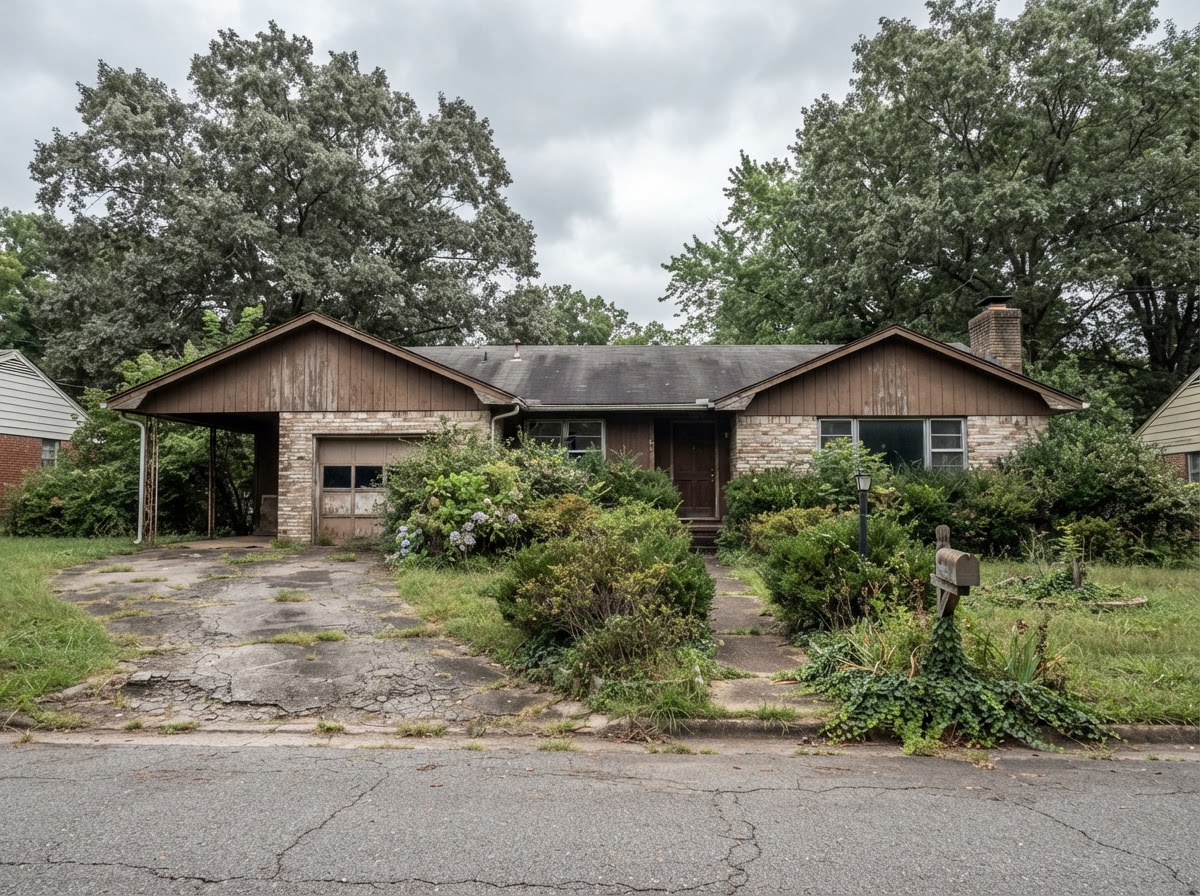 Older ranch house exterior needing updates