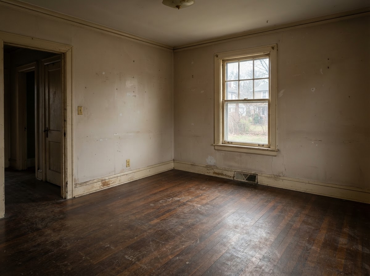 Vacant room in a house that needs updating