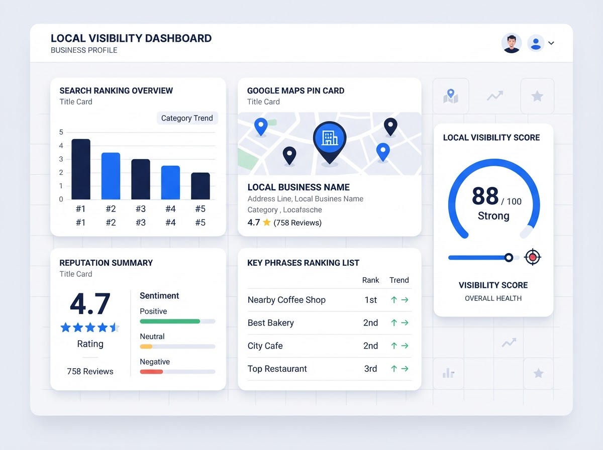 Google Business Profile and local search visibility dashboard