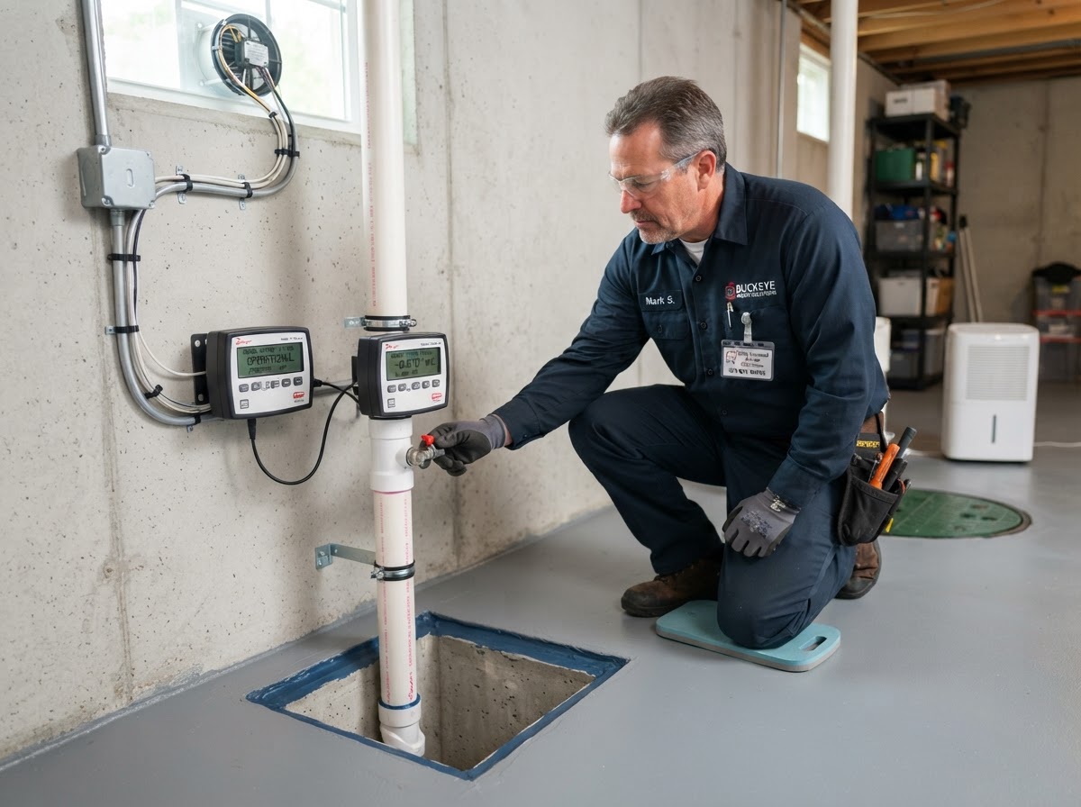 Buckeye Radon specialist performing sub-slab radon diagnostic test