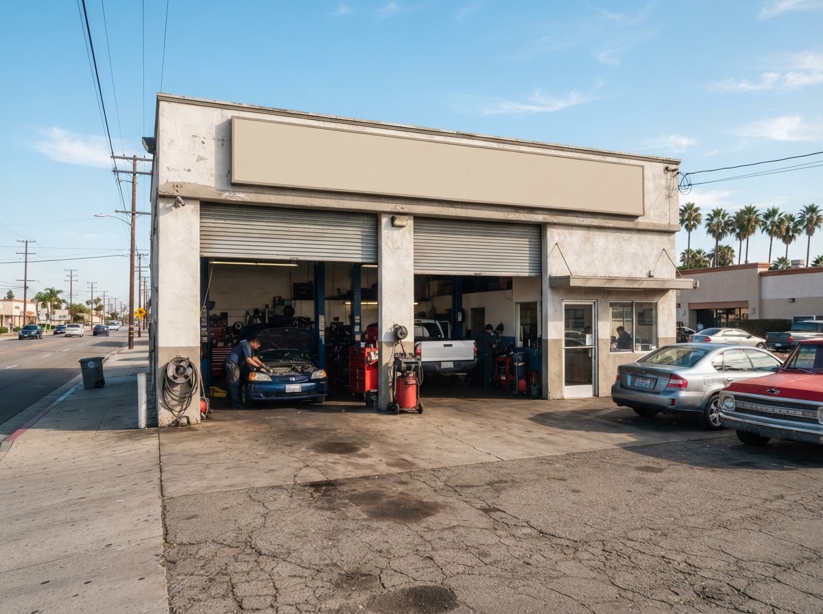 Fachada de T & K Smog & Auto Repair en Broadway, Chula Vista