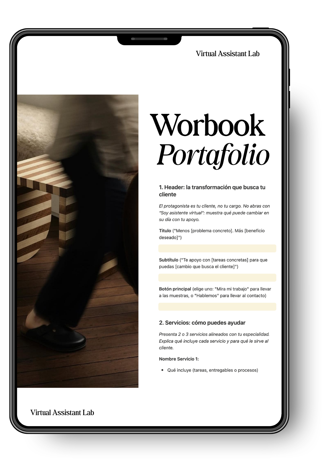 Workbook Portafolio Plantilla Notion en Tablet