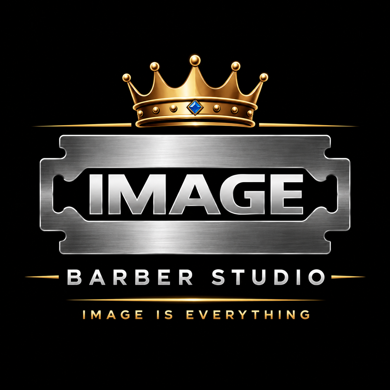 Image Barber Studio Metallic Crown Razor Blade Logo