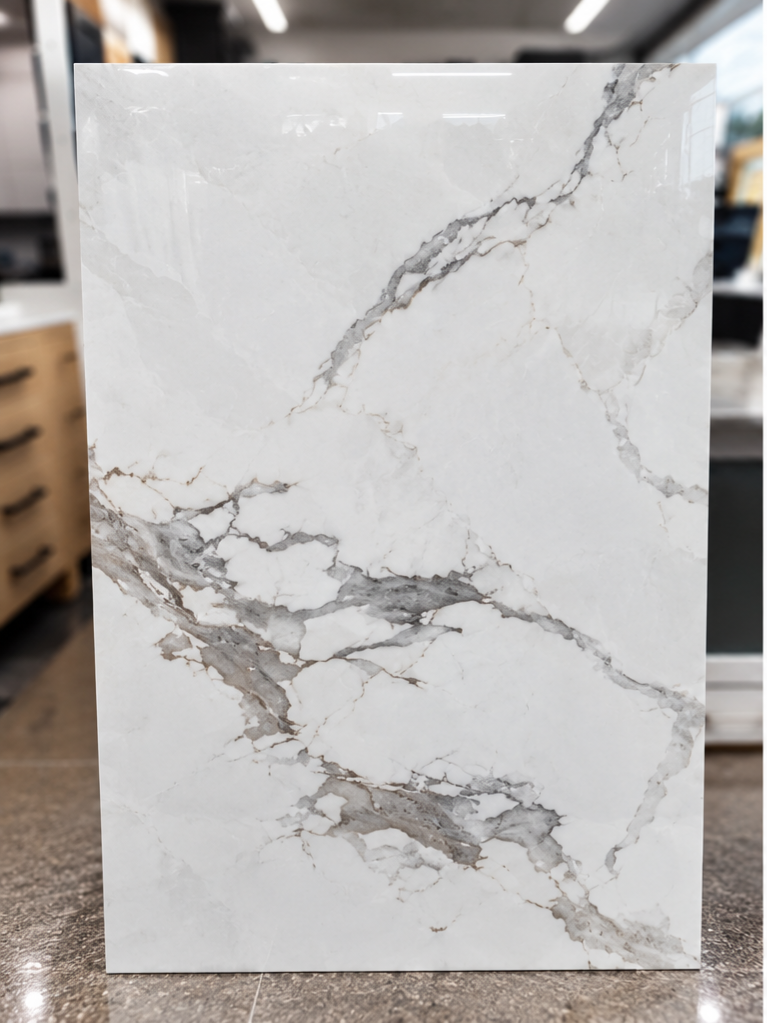 Calacatta white porcelain slab display