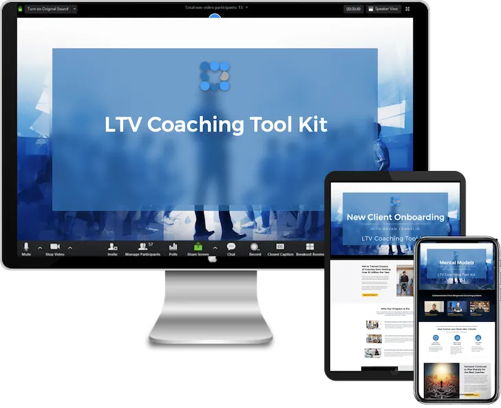 The Coach's LTV Tool Kit on desktop, tablet, and phone