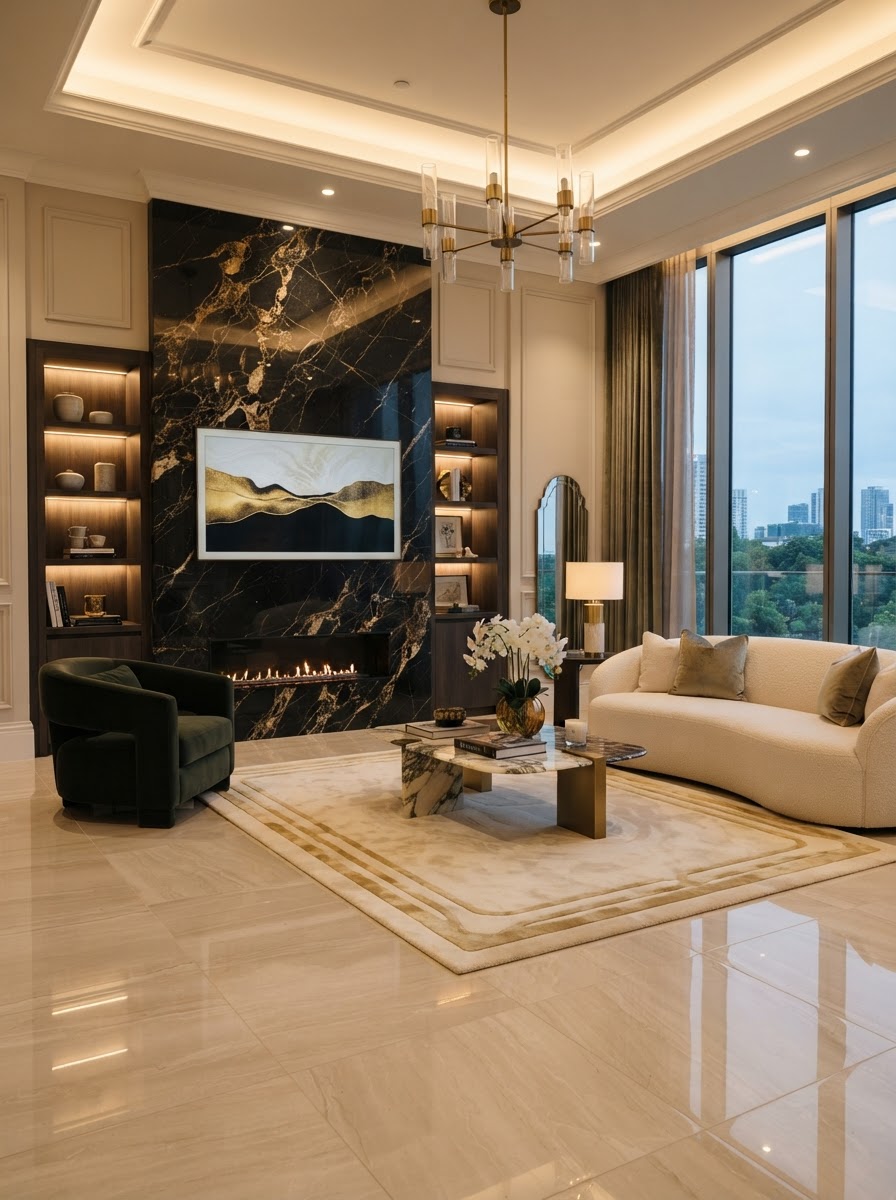 Sala principal — Porcelanato gran formato