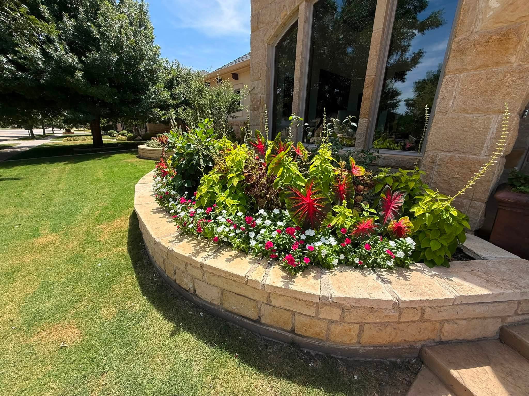 Residential estate · Vibrant caladiums, coleus & contrasting border blooms