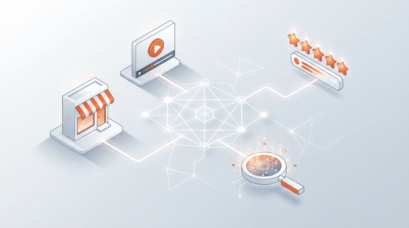 AI Findability connects a business with content, reviews, and search