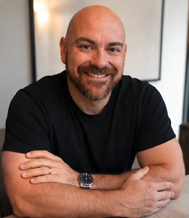 Vincent Loforti in a black tee