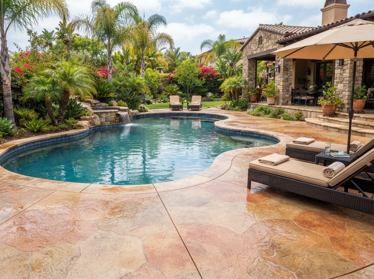 Graniflex coated pool deck with textured non-slip surface