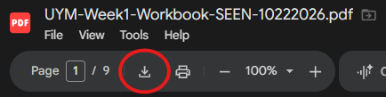 How to download from Google Drive — click the circled download button on the top-left menu bar