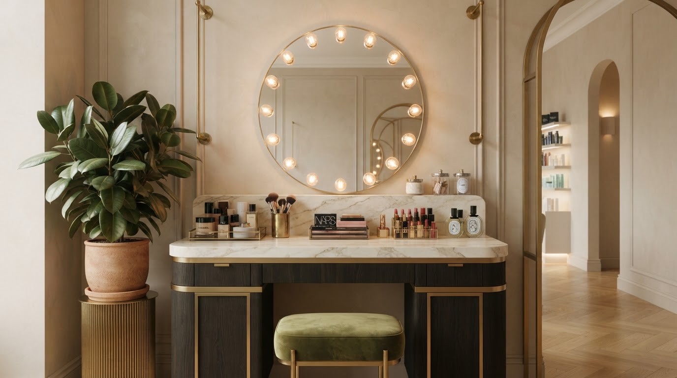 Floral De Beaute makeup and styling station