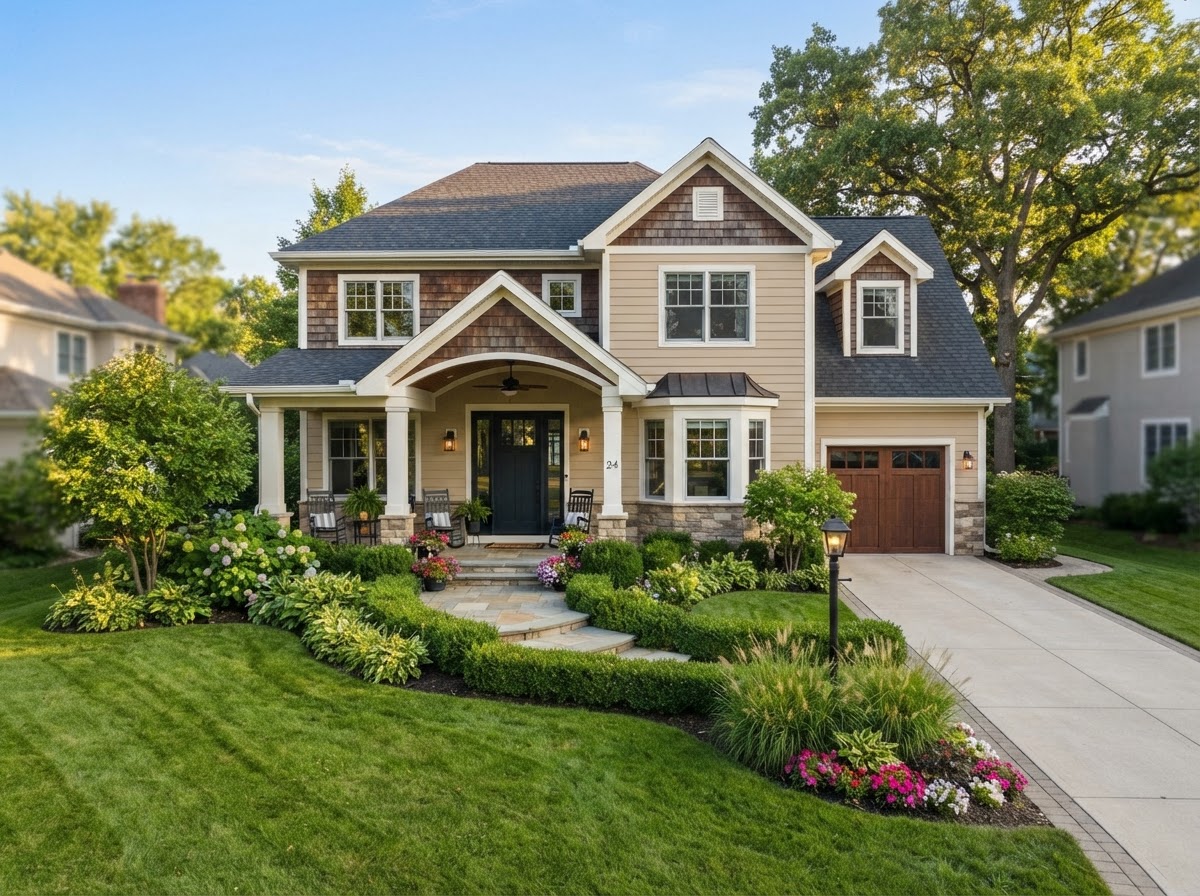 A tidy, well-prepared home exterior ready to list