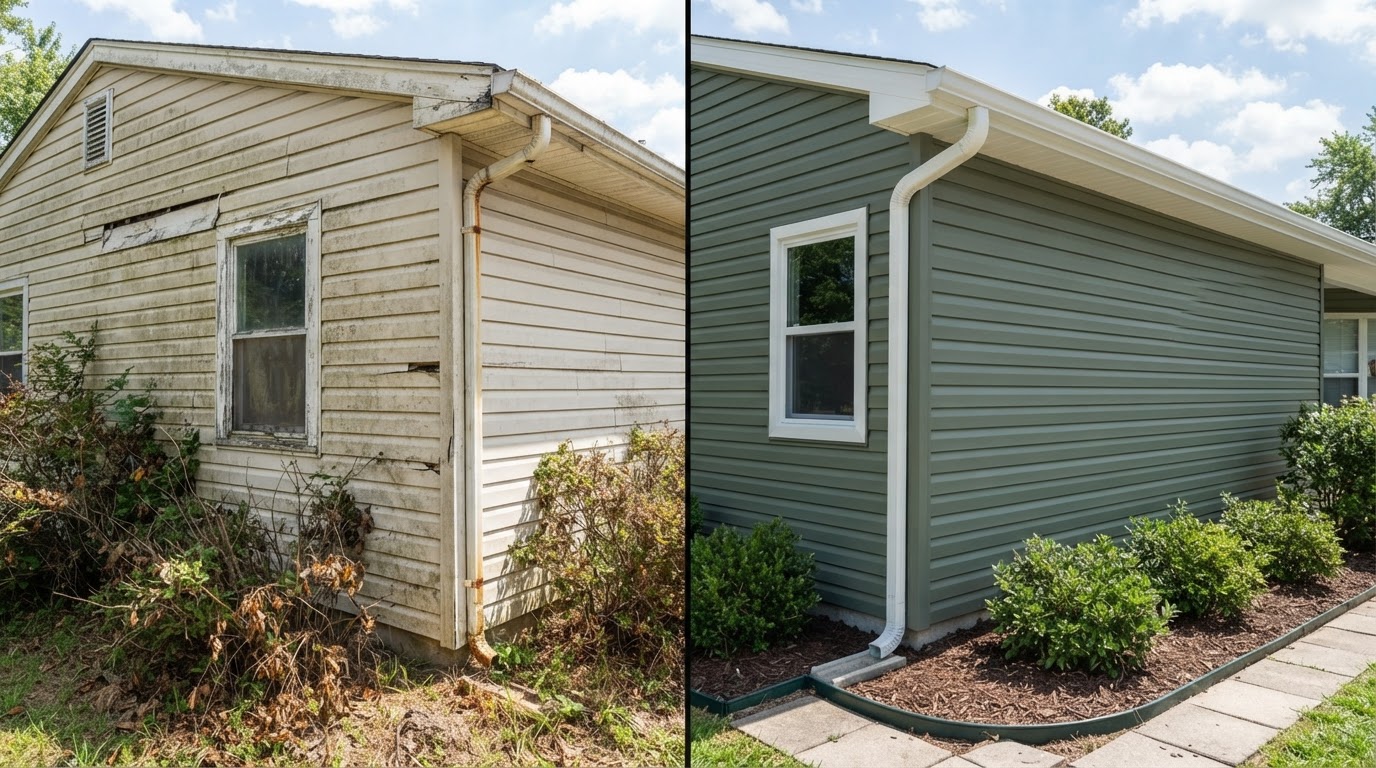 Siding Installation & Repair — before and after example
