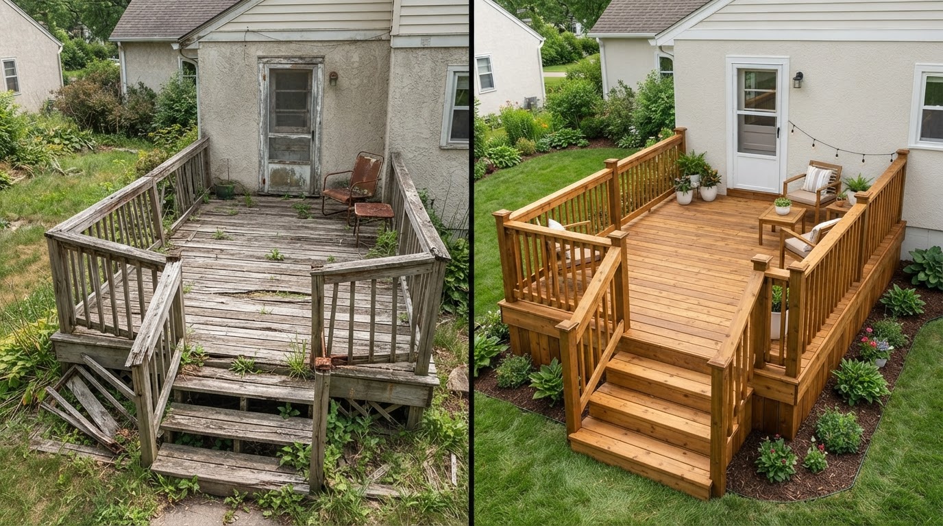 Deck & Fence Repairs — before and after example