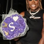 10 Rose Petals signature purple rose bouquet with custom initial inlay and gold butterflies