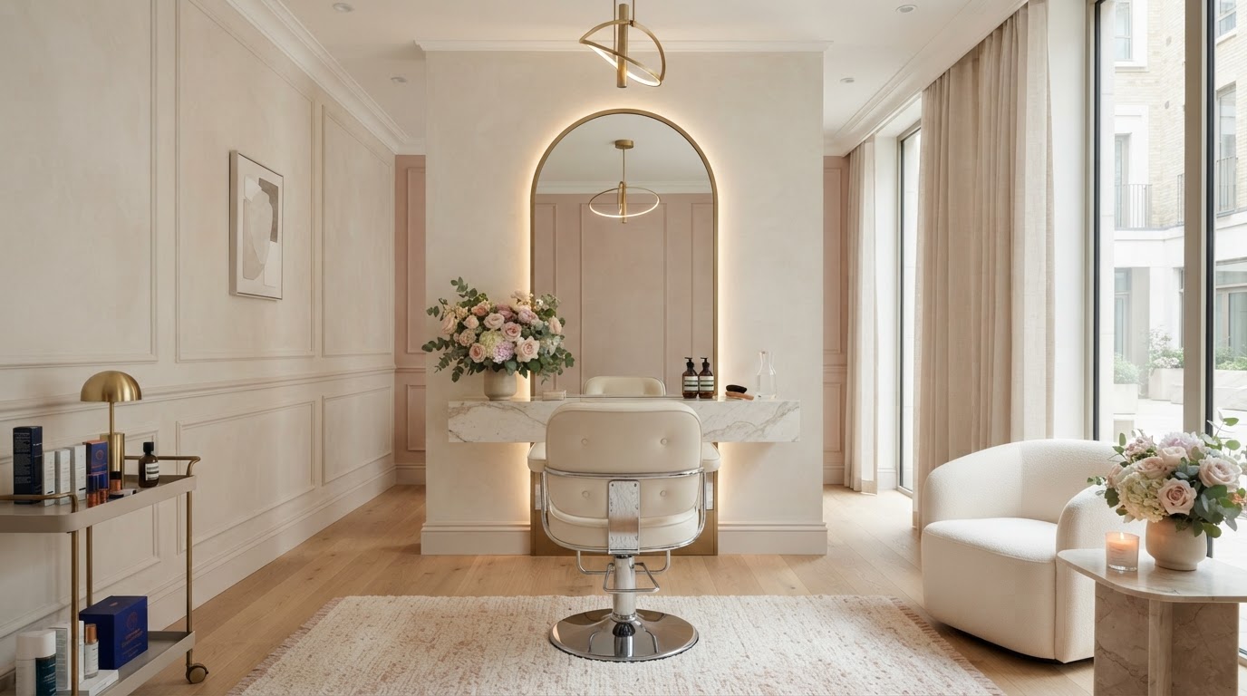 Elegant minimalist beauty salon interior