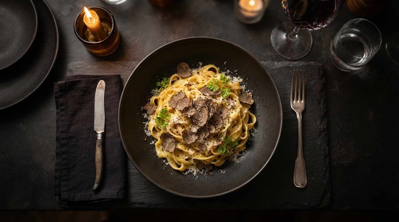 Hand-rolled pasta with black truffle