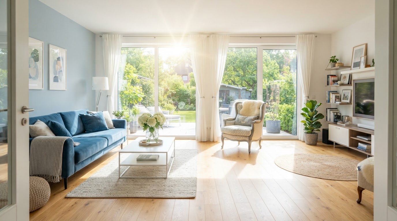 Bright clean modern living room