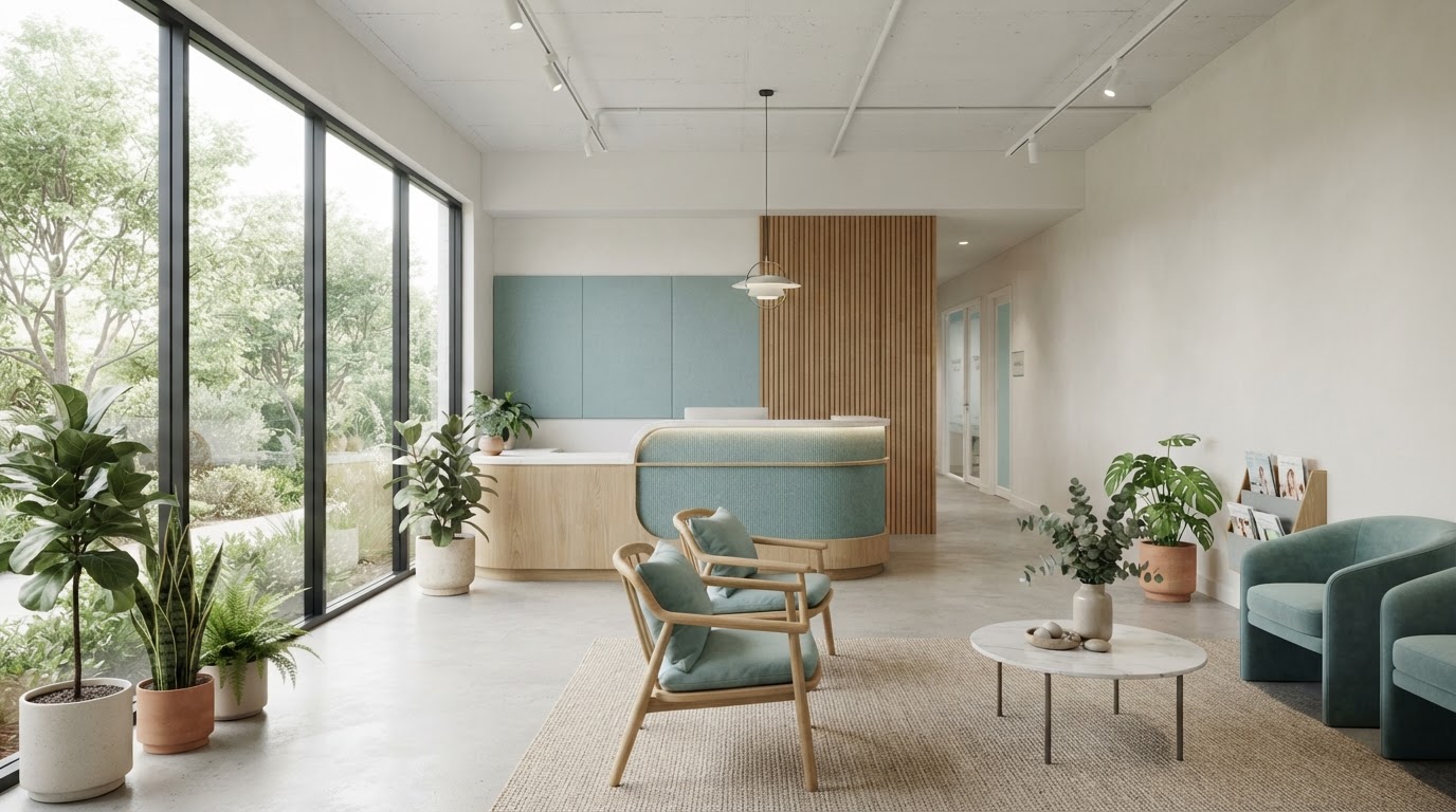 Modern calming dental clinic reception