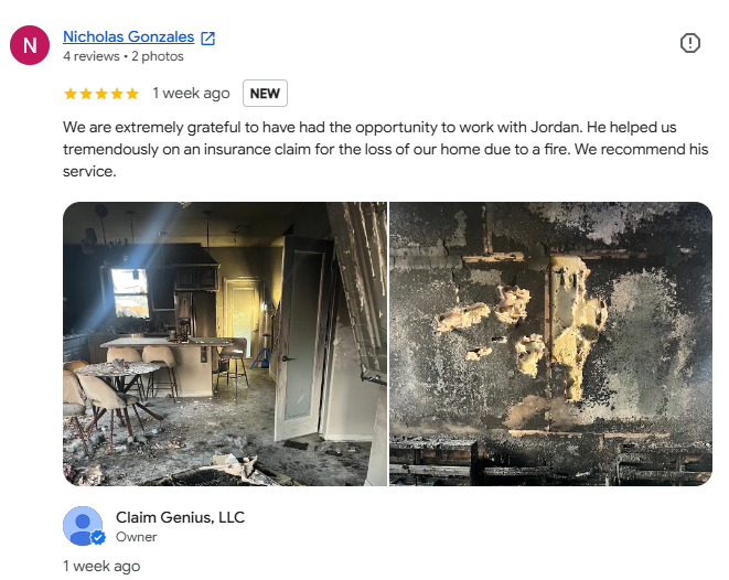 Damage photos attached to Nicholas Gonzales's verified Google review