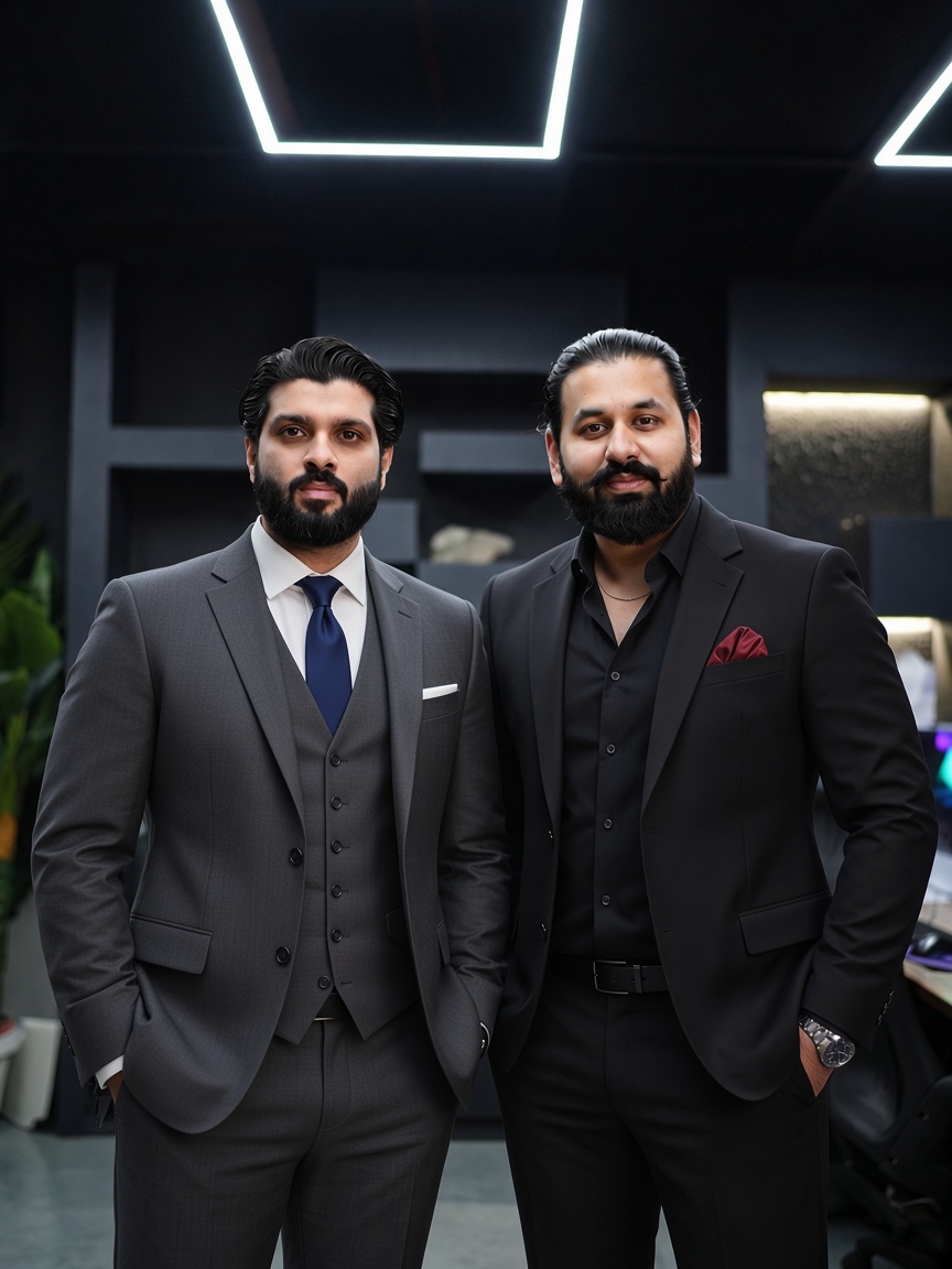 Usama and Hashim, co-founders, at the Ayzel Global office in Islamabad