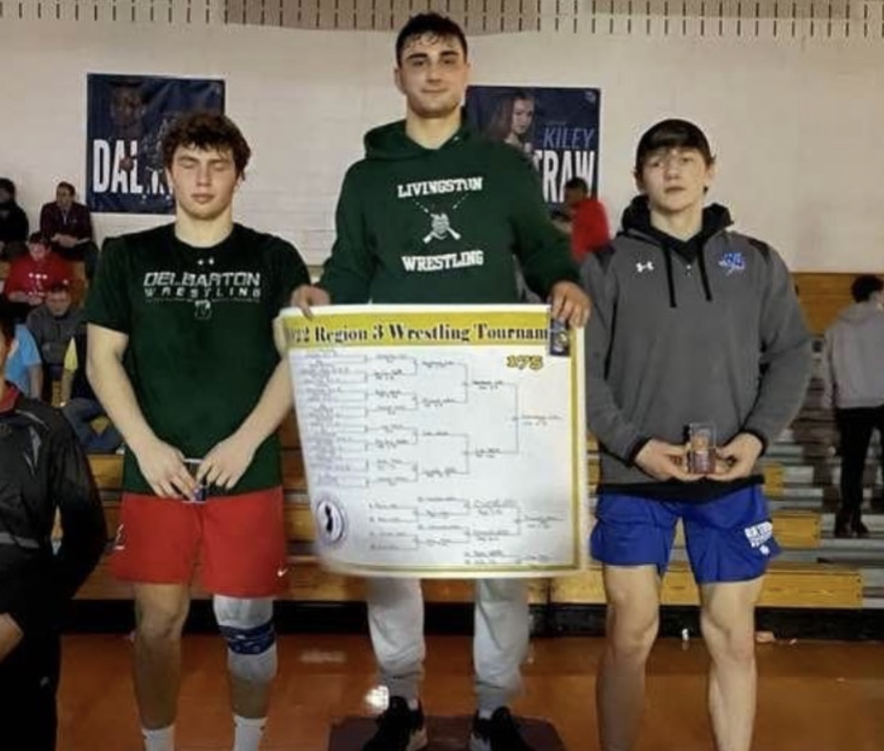 Este Built wrestlers with medals on the podium