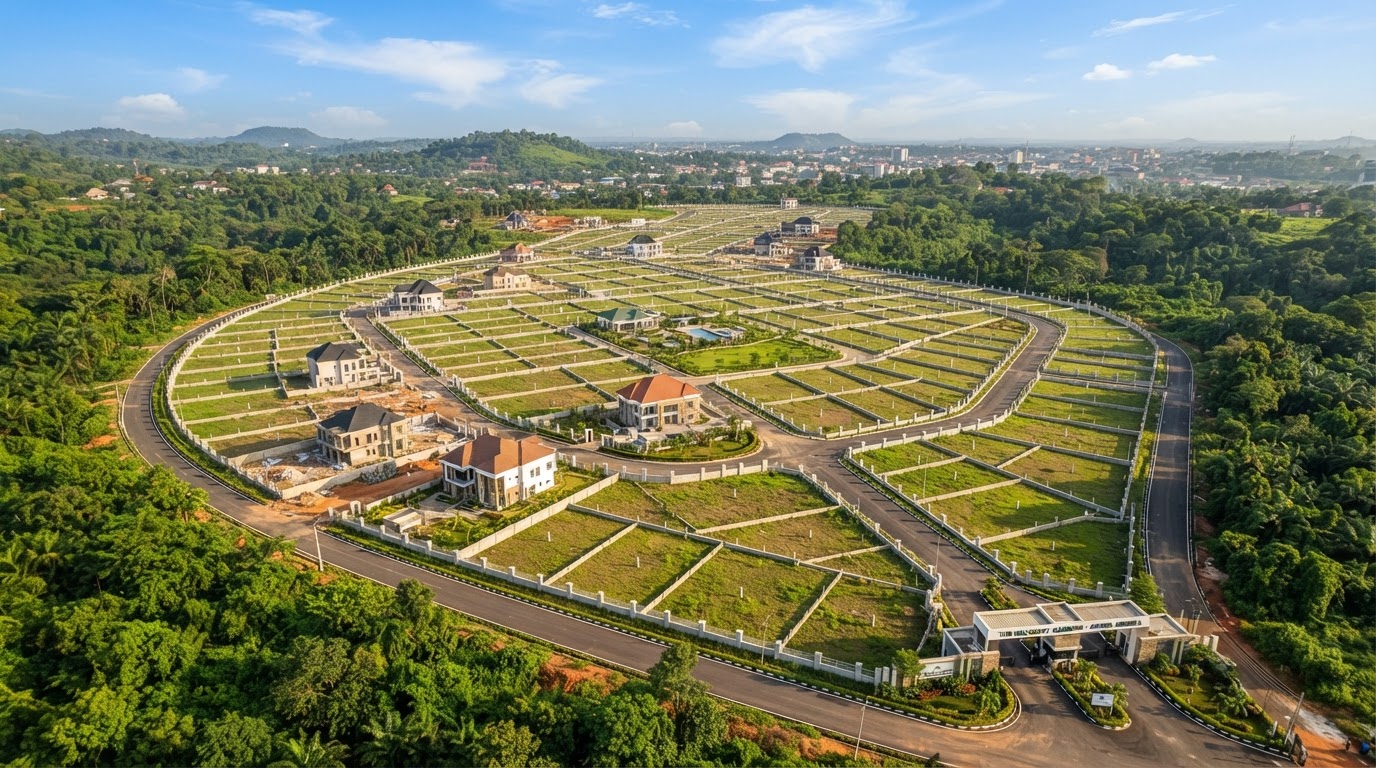 Drone survey aerial view of Florian Estate Akure