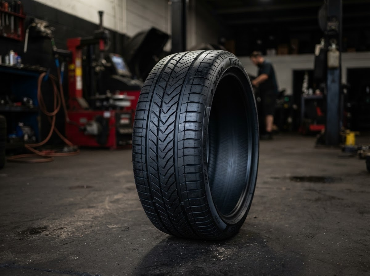 Fresh tire with healthy tread after service