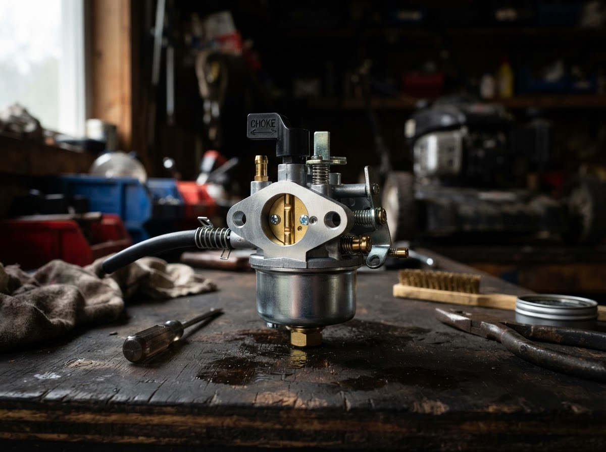 Cleaned, rebuilt small-engine component after service