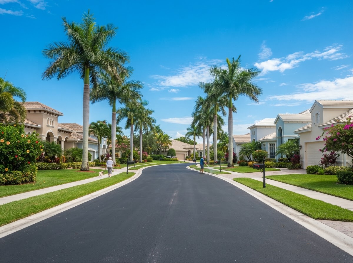 Suburban residential street in Haverhill, FL