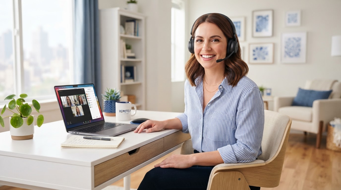 Remote professional working from a home office