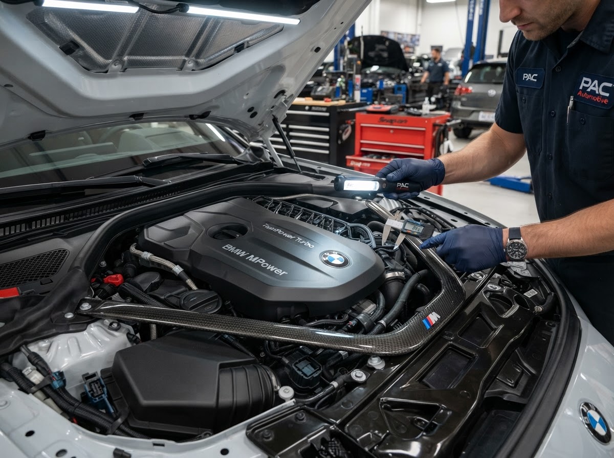 BMW being serviced at PAC Automotive in Spring, TX