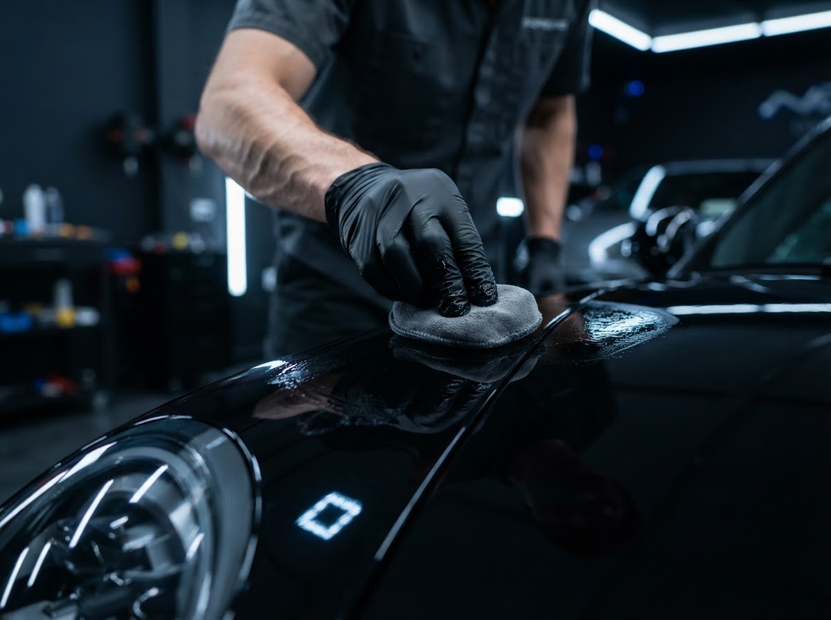 Ceramic coating applied to car paint