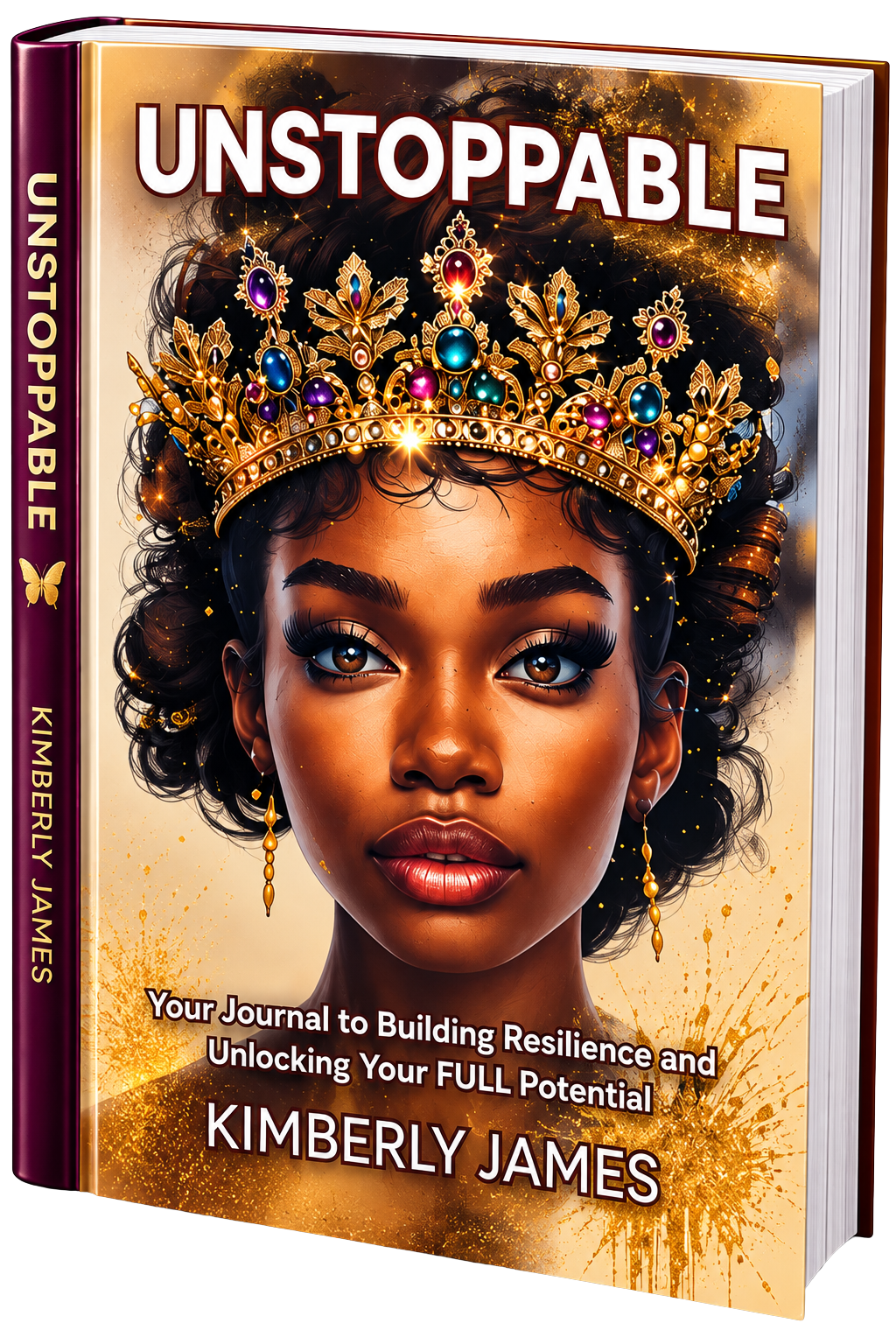 Cover of UNSTOPPABLE by Kimberly James — Your Journal to Building Resilience and Unlocking Your FULL Potential