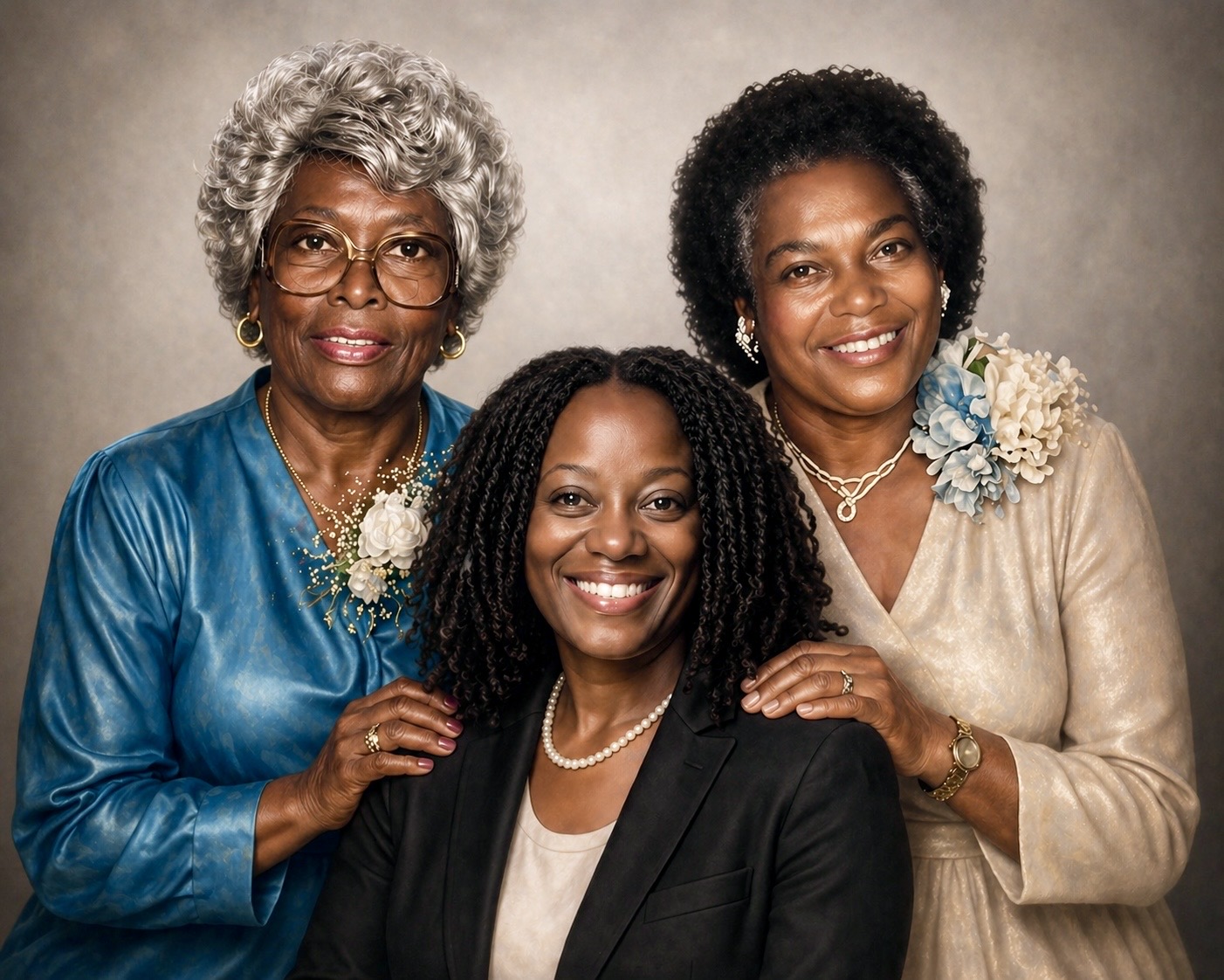 Kimberly James with her two grandmothers, Josephine (Josie) and Jessie Mae