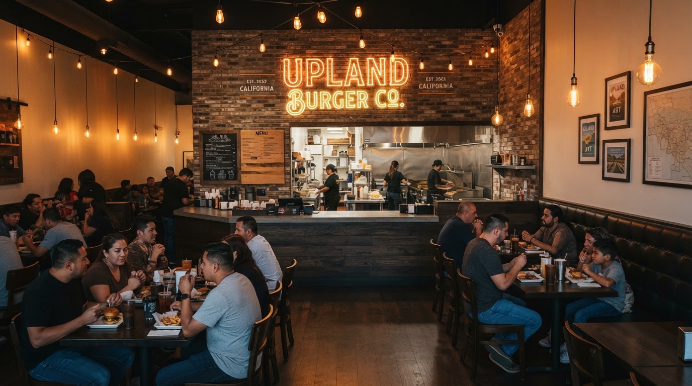 One Twenty-Three Burger Co dining area and vibe in Upland