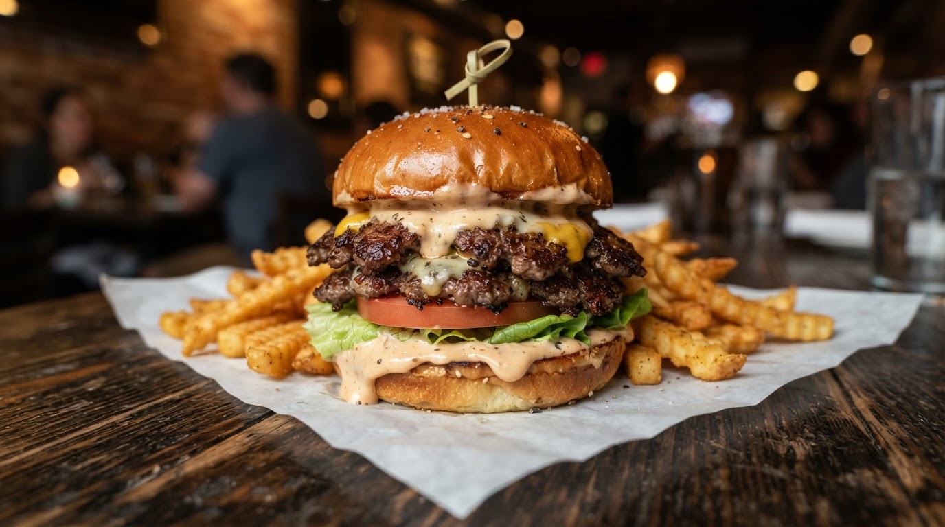 The OG Smash American Wagyu Burger at 123 Burger Co Upland