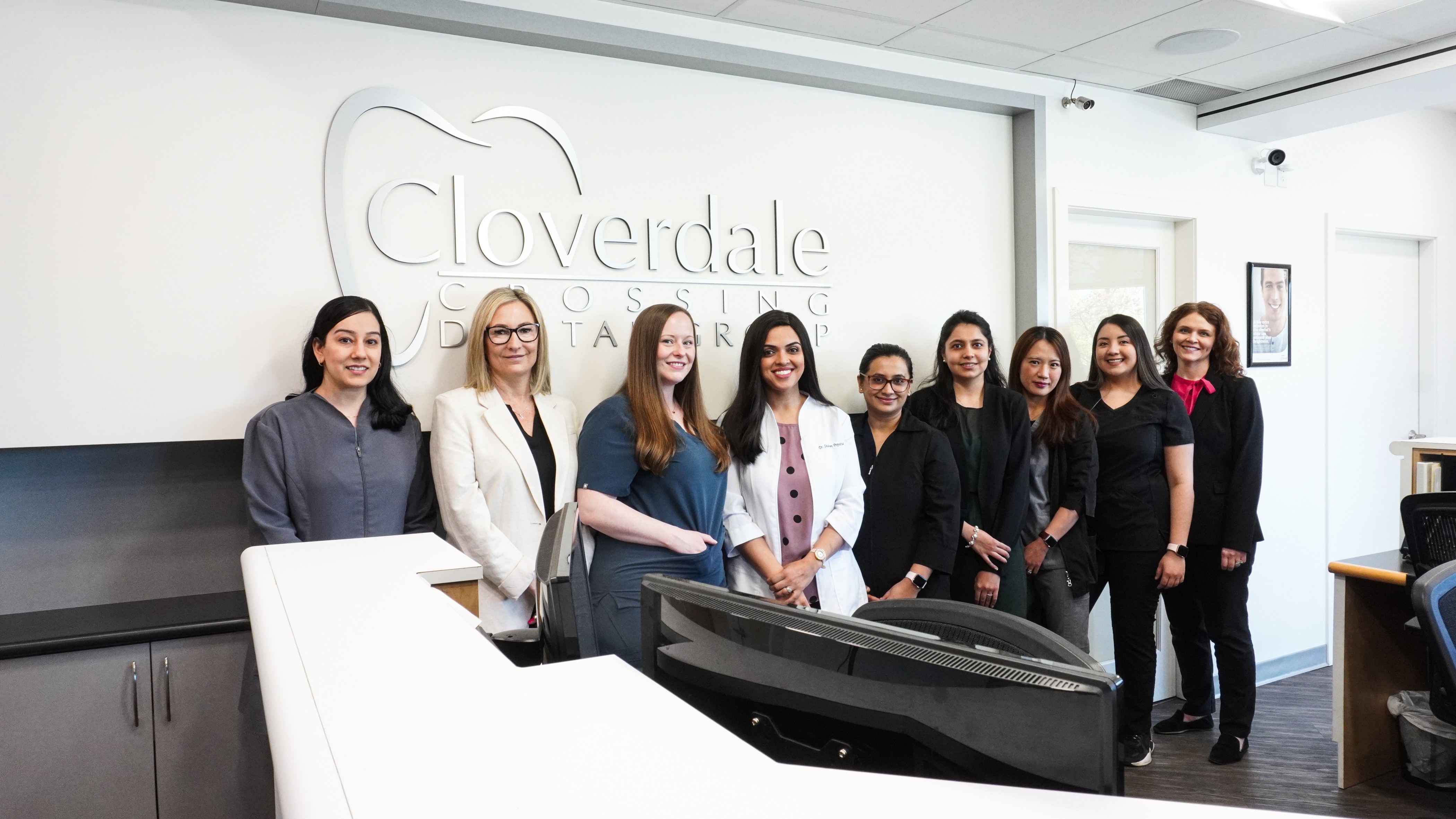 Cloverdale Crossing Dental Group team in Surrey clinic reception