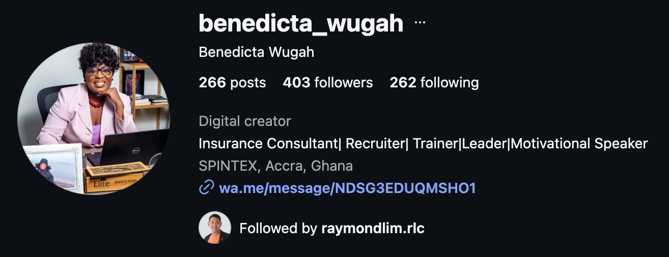 Benedicta Wugah (@benedicta_wugah) verified Instagram profile