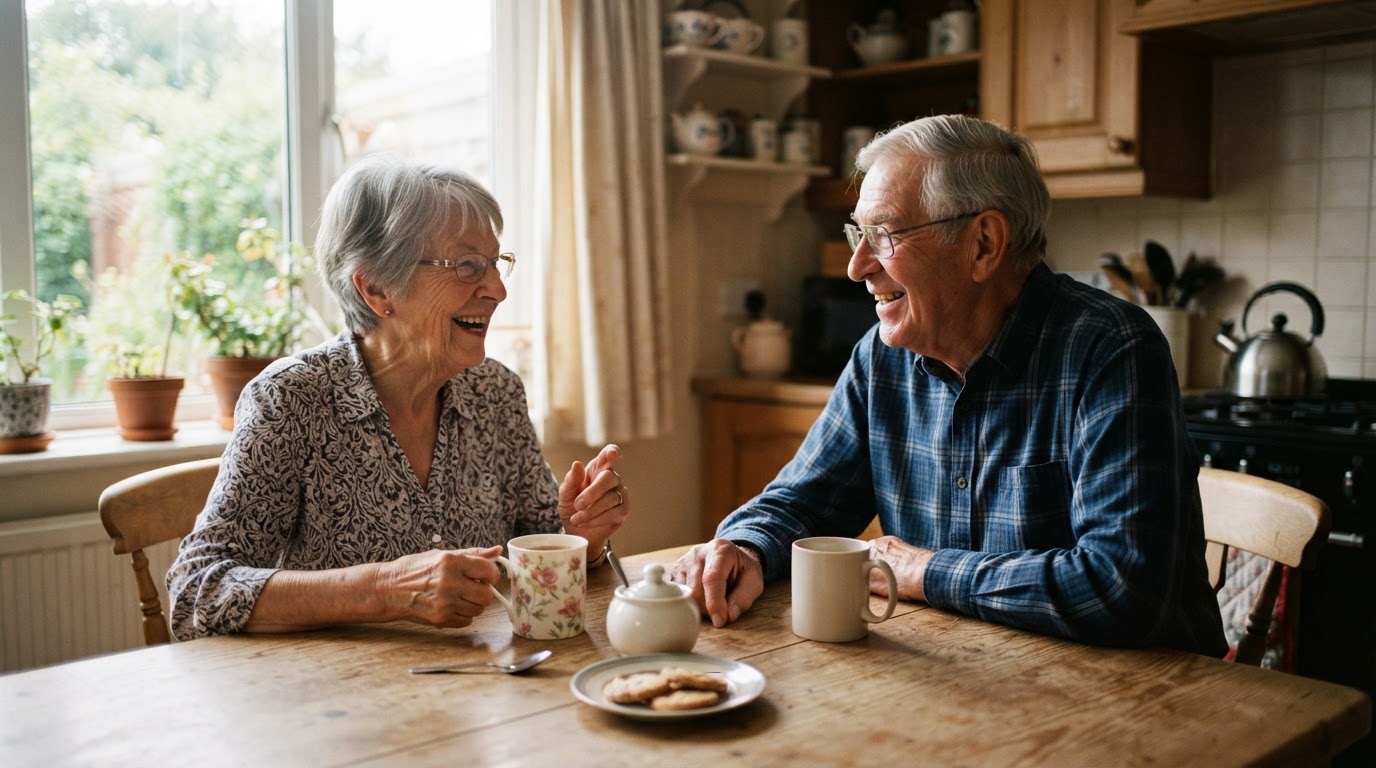 Two seniors having a warm conversation — Steadfast Plumbing & Water Treatment
