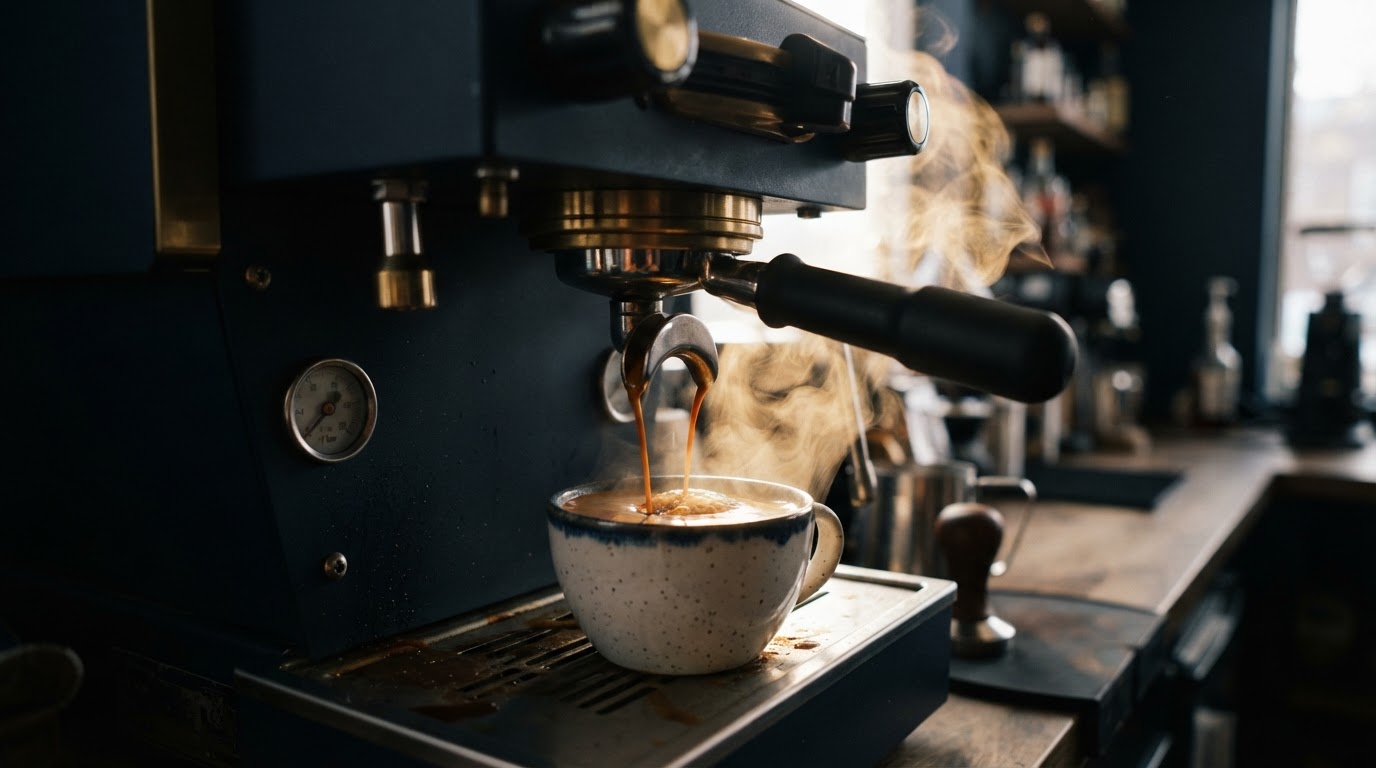 Espresso extraction at Hope Cafe