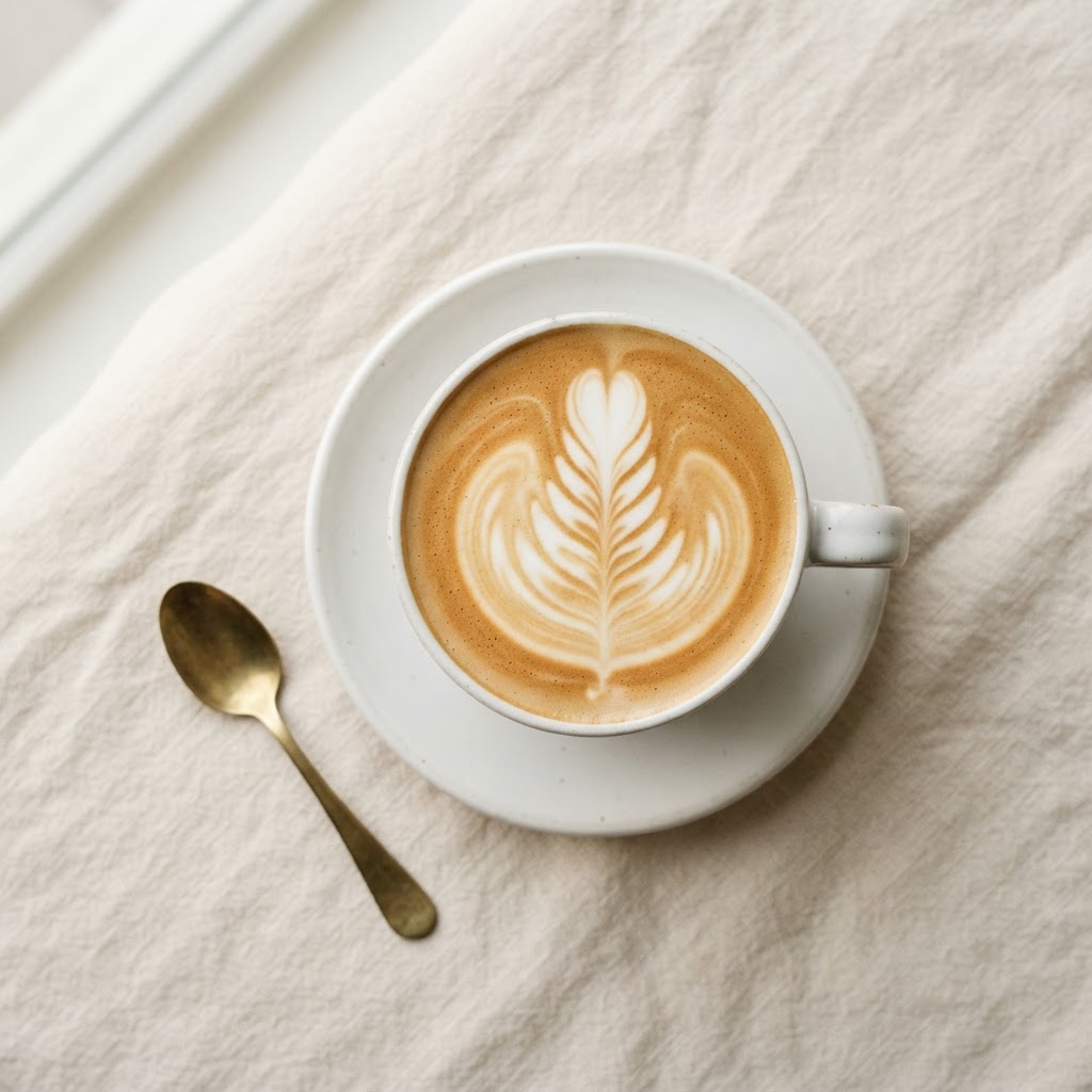 Latte with latte art at Hope Cafe